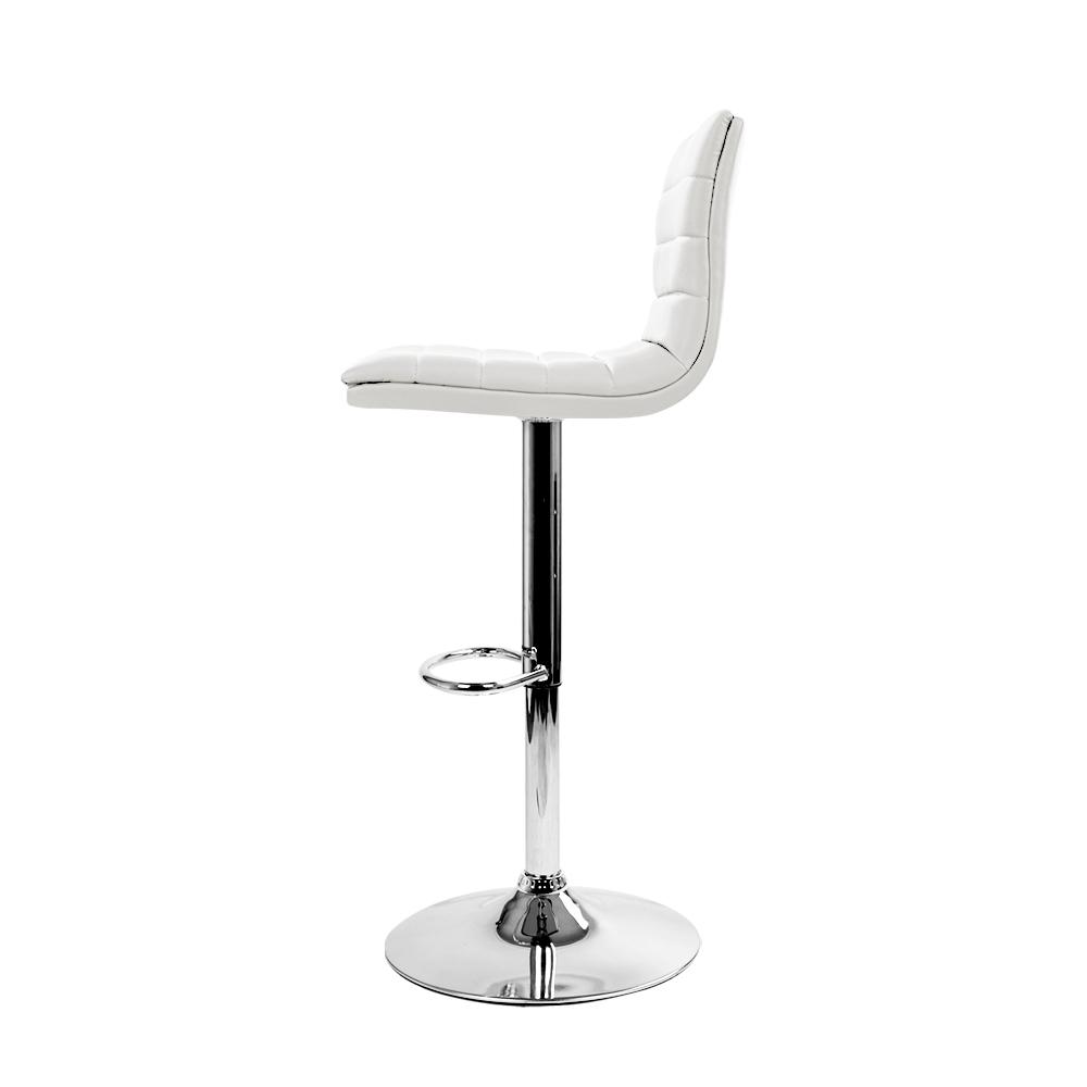 Artiss Set of 4 modern bar stools in white PU leather with chrome accents, featuring a thick padded seat and a sturdy base.